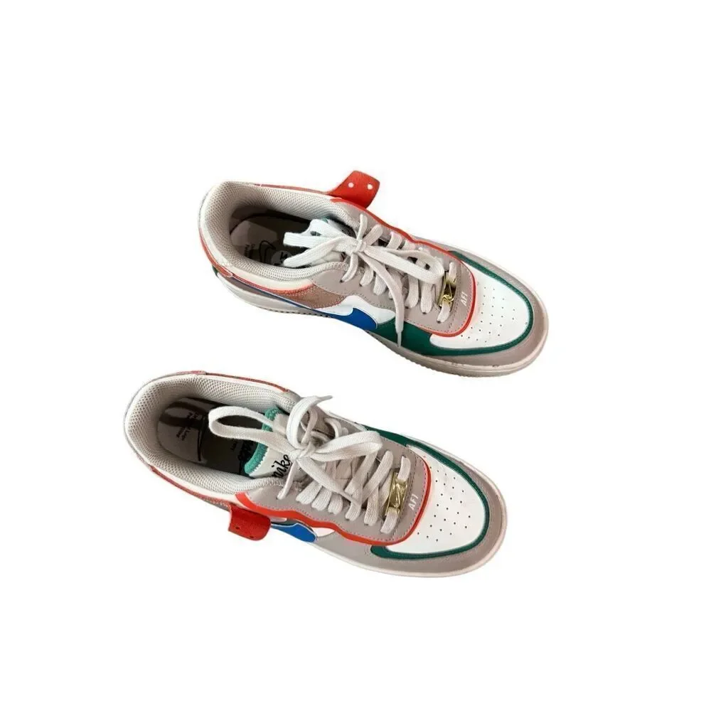 Nike Womens Blue Green Sail Signal Air Force 1 Shadow Sneaker Shoes Size 9.5